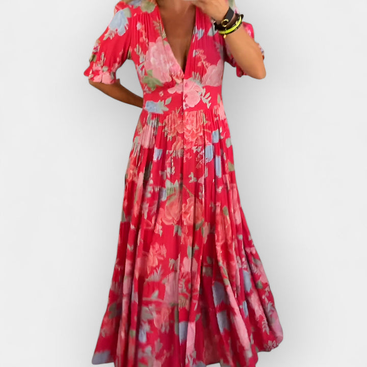 Let Floral Kjole med Lommer