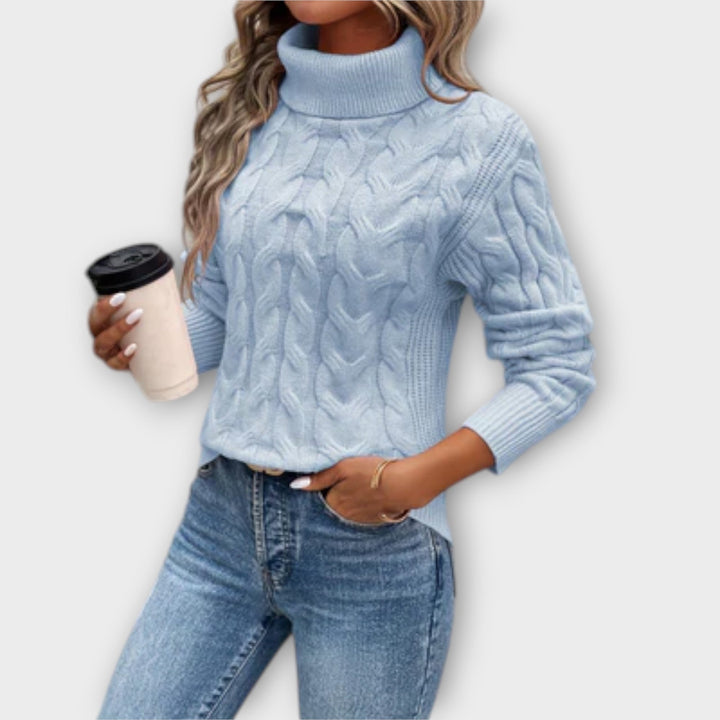 Amelia – Elegant Sweater med Rullekrave i Net 