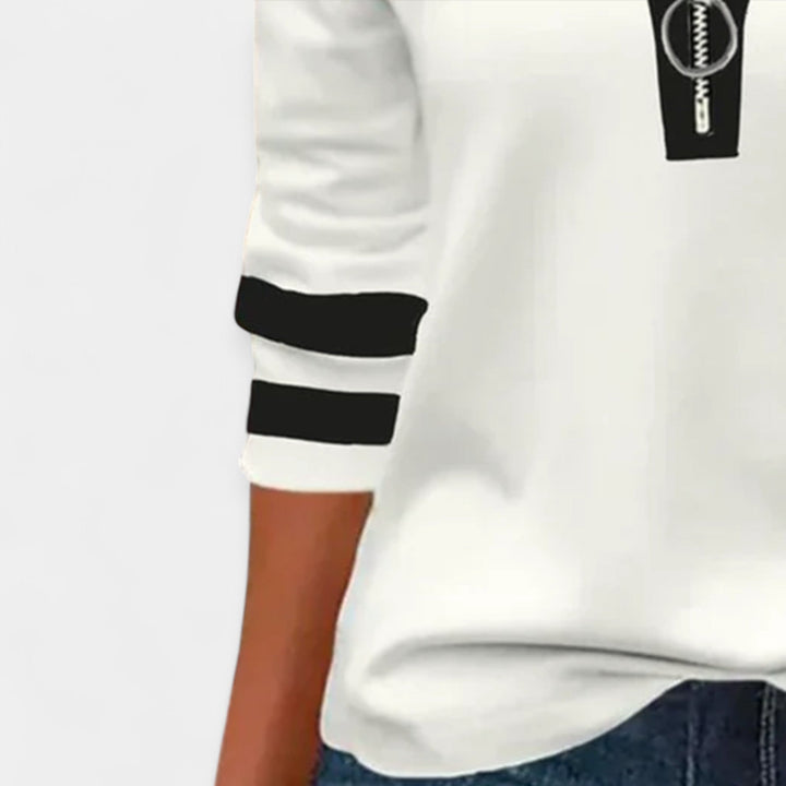 Langærmet T-shirt med lynlås