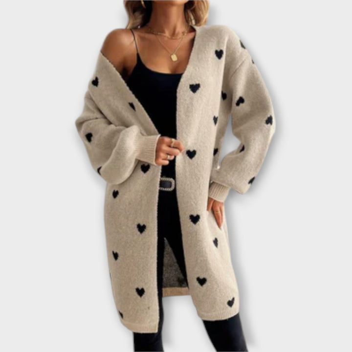 Julia - Cardigan med hjerteprint