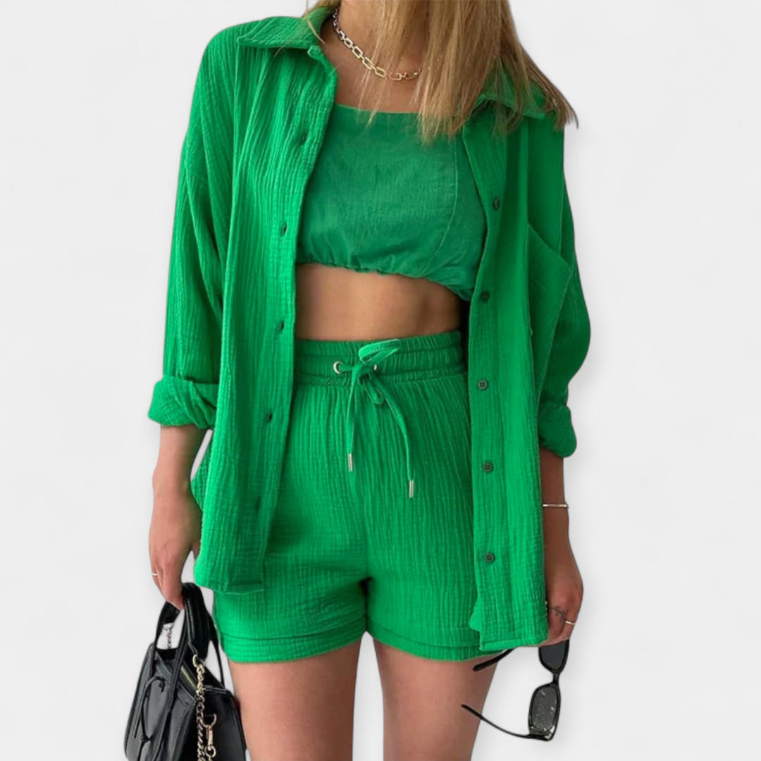 Tofarvet Sommer Sæt Top og Shorts