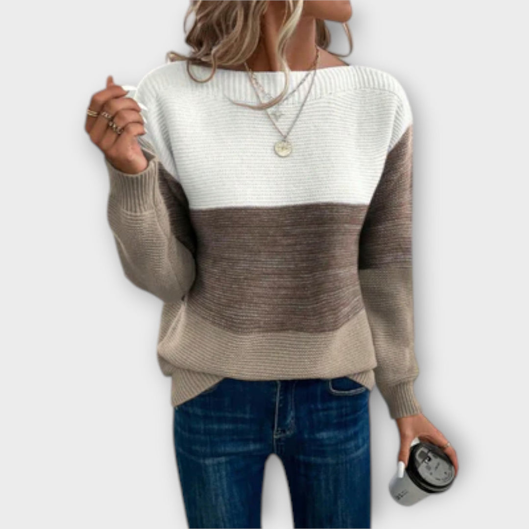 Clara - Elegant trefarvet patchwork-trøje