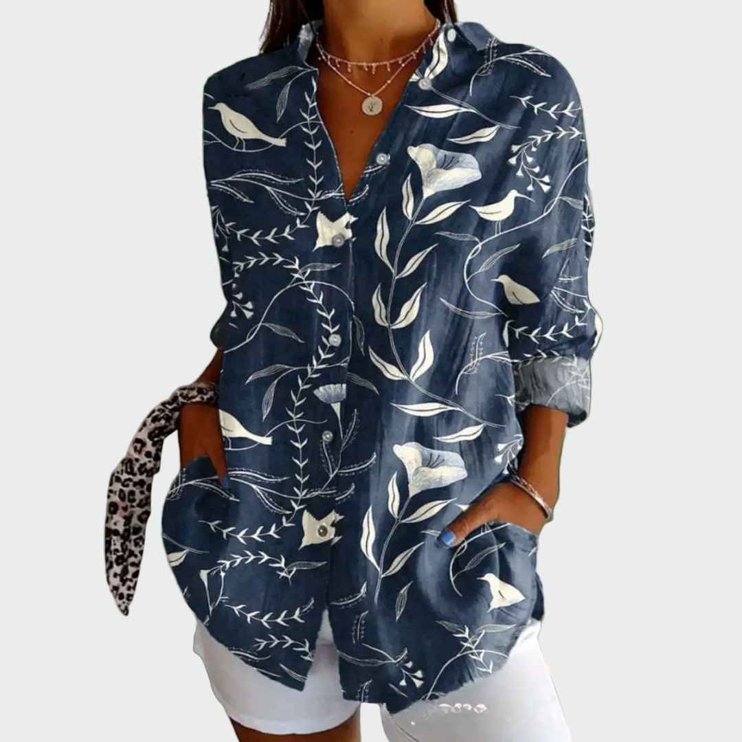 Stilfuld bluse med blomsterdesign