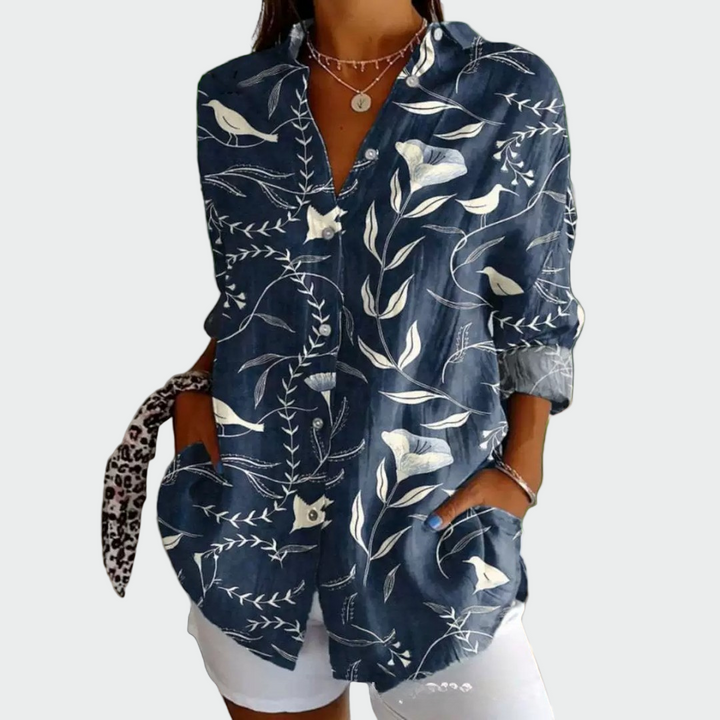 Stilfuld bluse med blomsterdesign