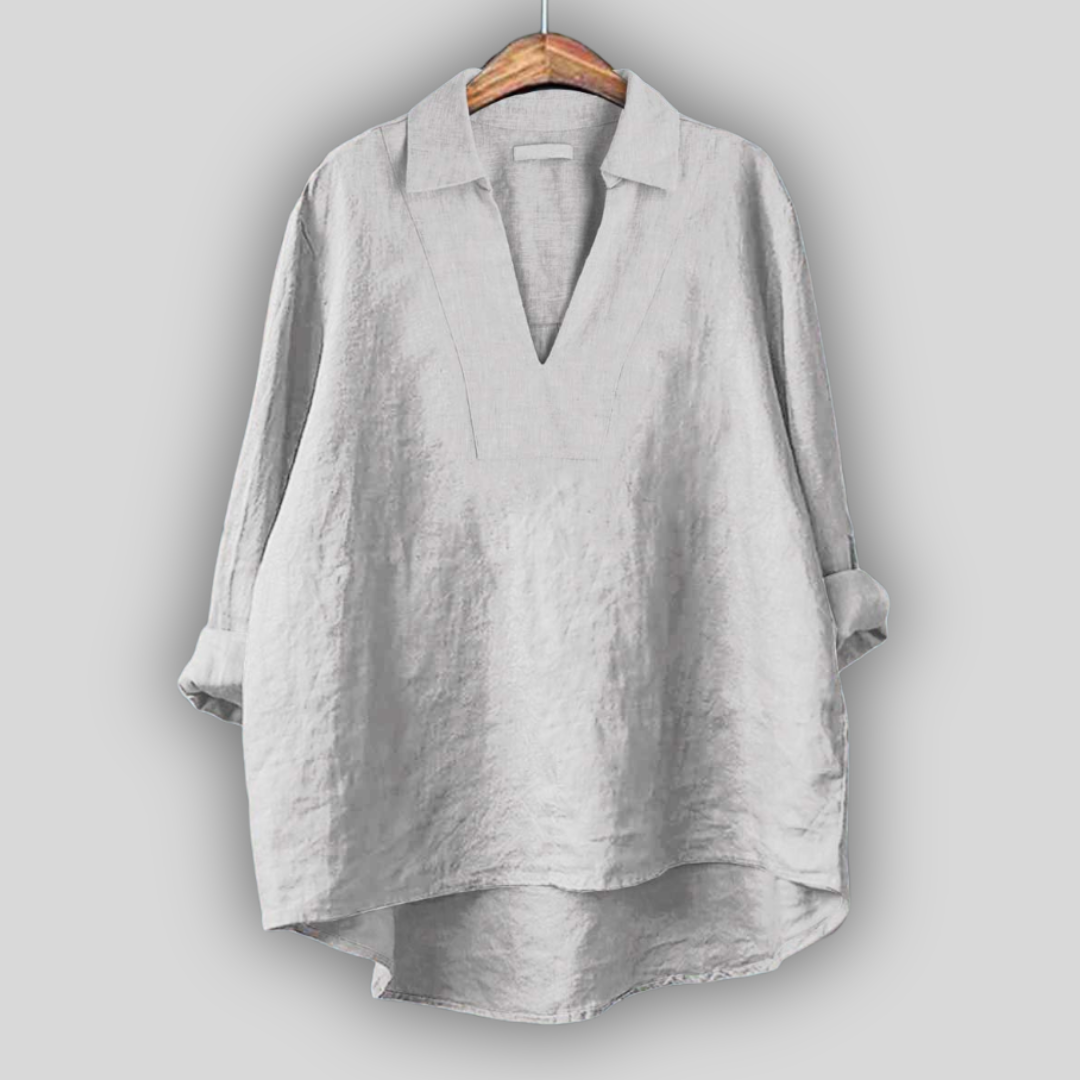 Linned Bluse Sølv Elegance