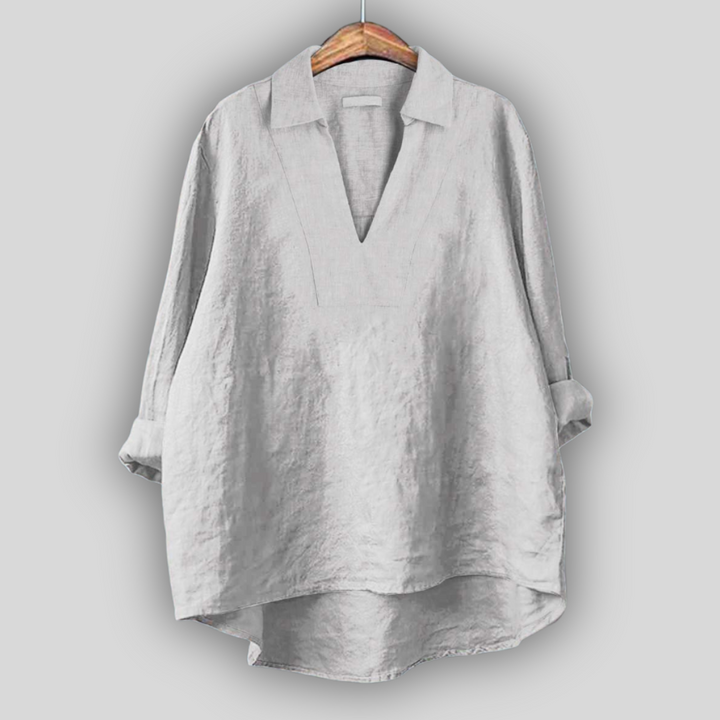 Linned Bluse Sølv Elegance