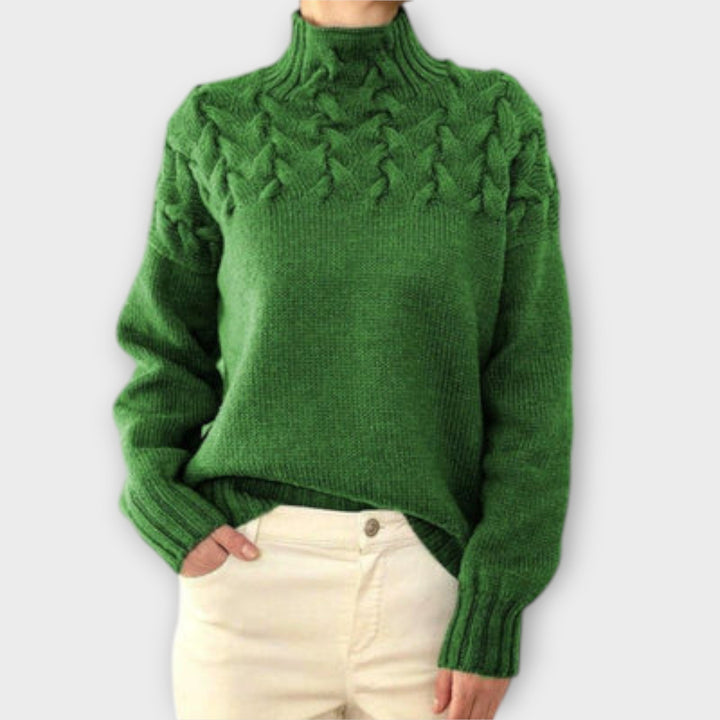 Eva - Damen sweater med strikkedetalje