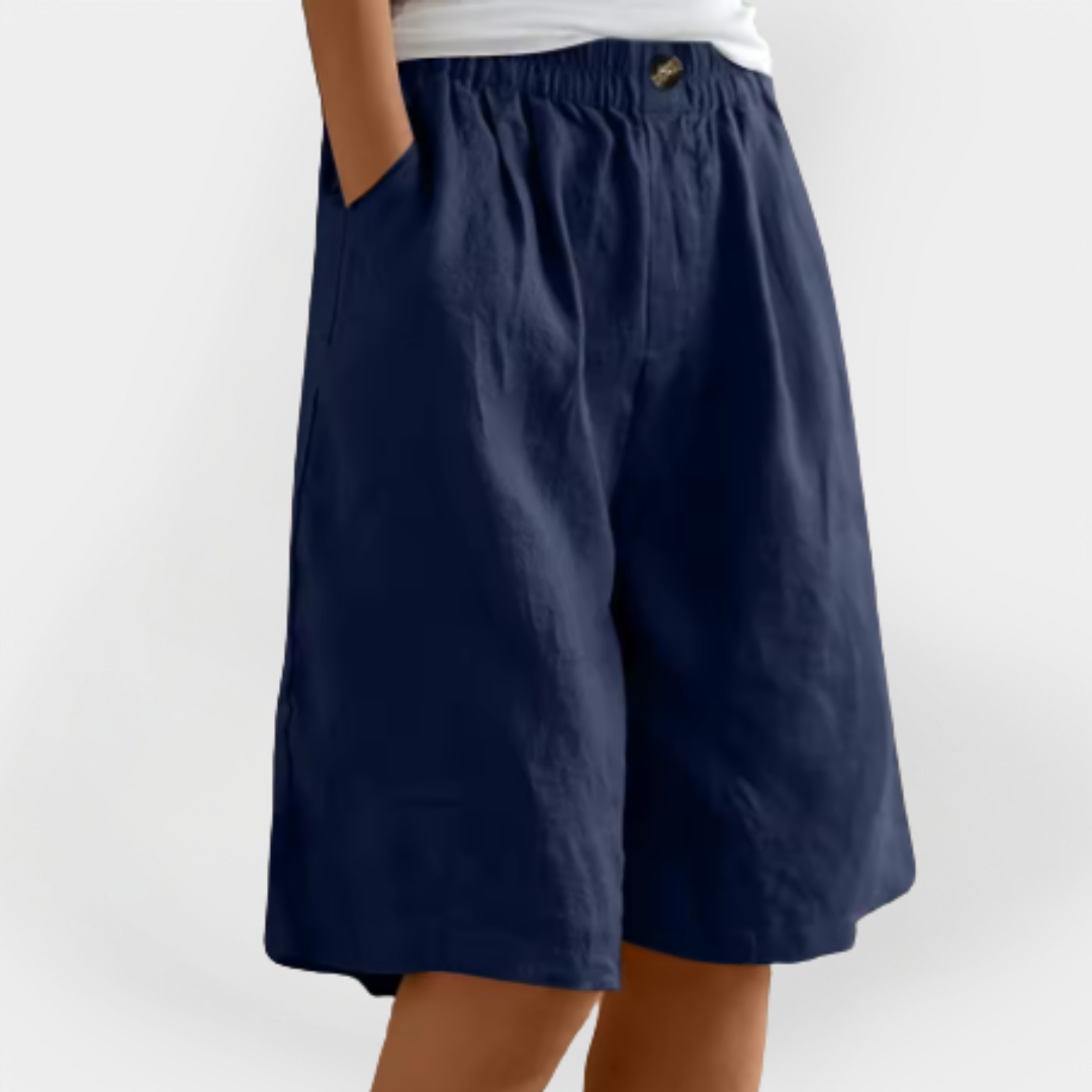 Linned Shorts med Lommer