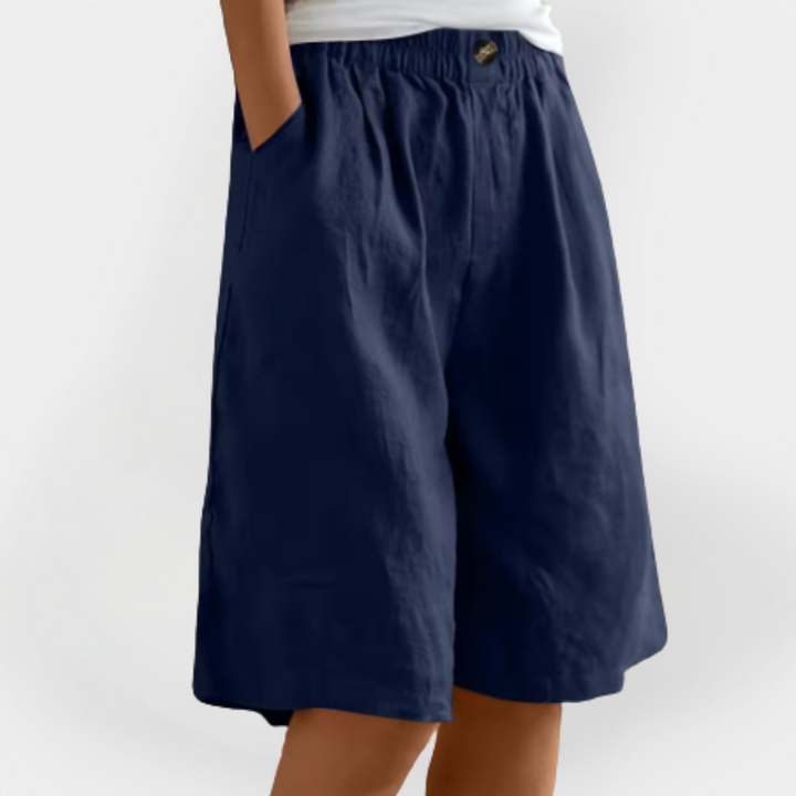 Linned Shorts med Lommer