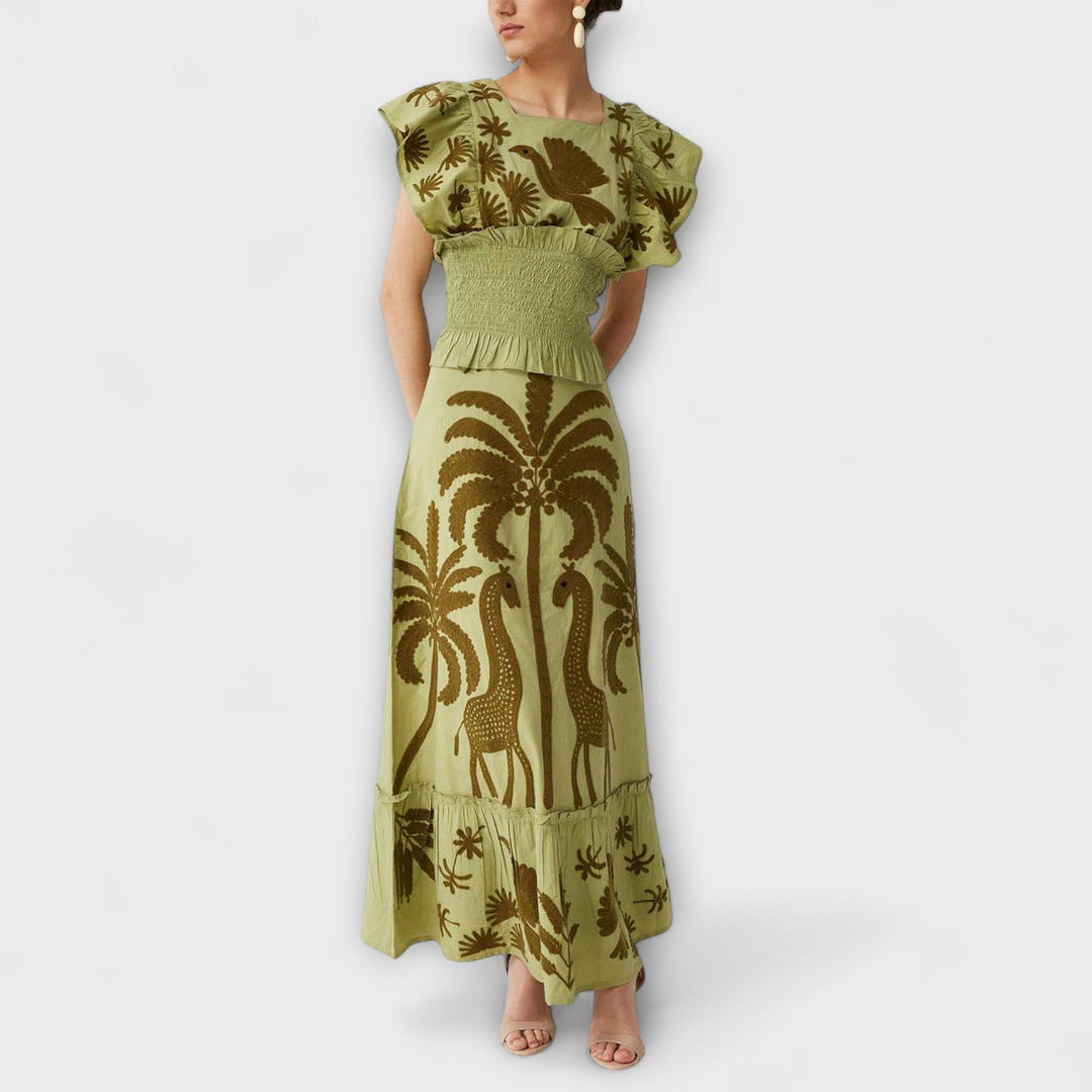 Stilfuld Tanktop med palme- og tropisk fugl design