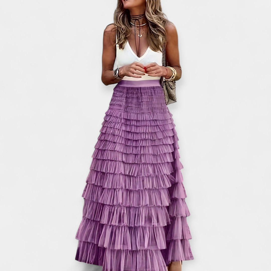 Boho Nederdel med Net Satin Kant