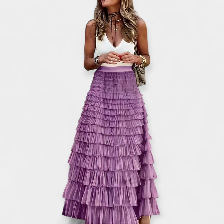 Boho Nederdel med Net Satin Kant