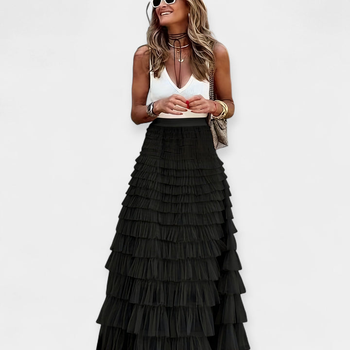 Boho Nederdel med Net Satin Kant