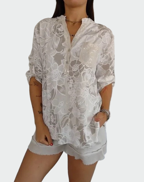 Bluse med blomsterdesign