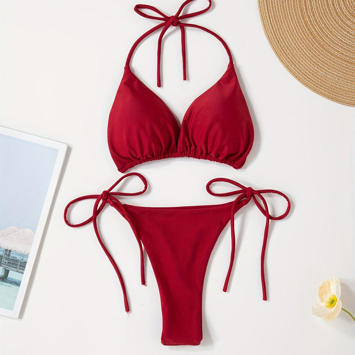 Bikini med Halterneck og V-Skæring