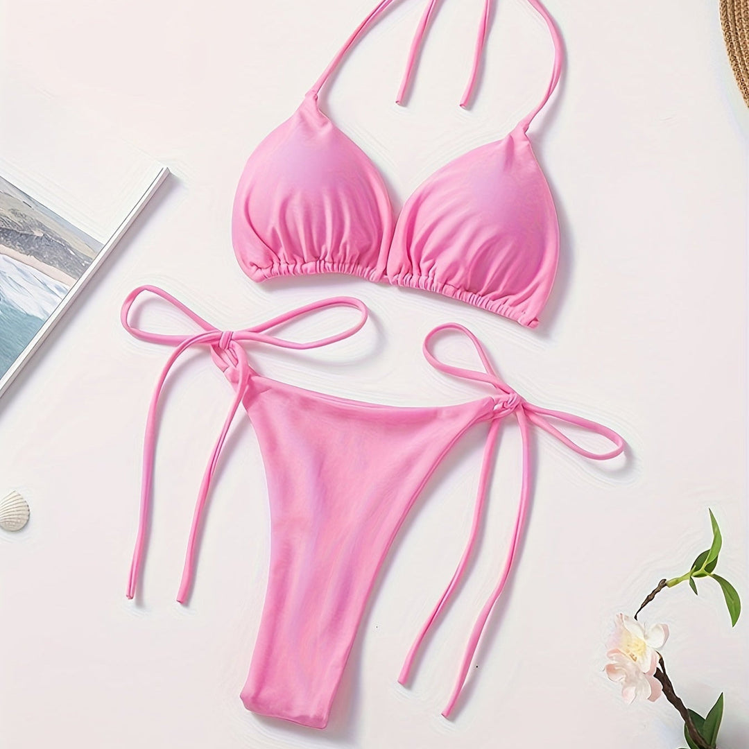Bikini med Halterneck og V-Skæring