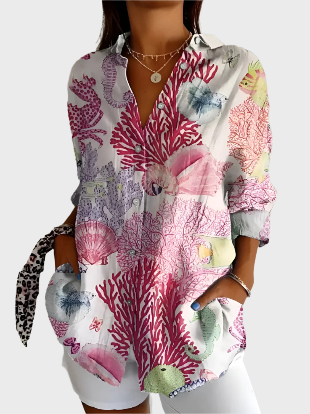 Bomuldsbluse med Blomsterdesign