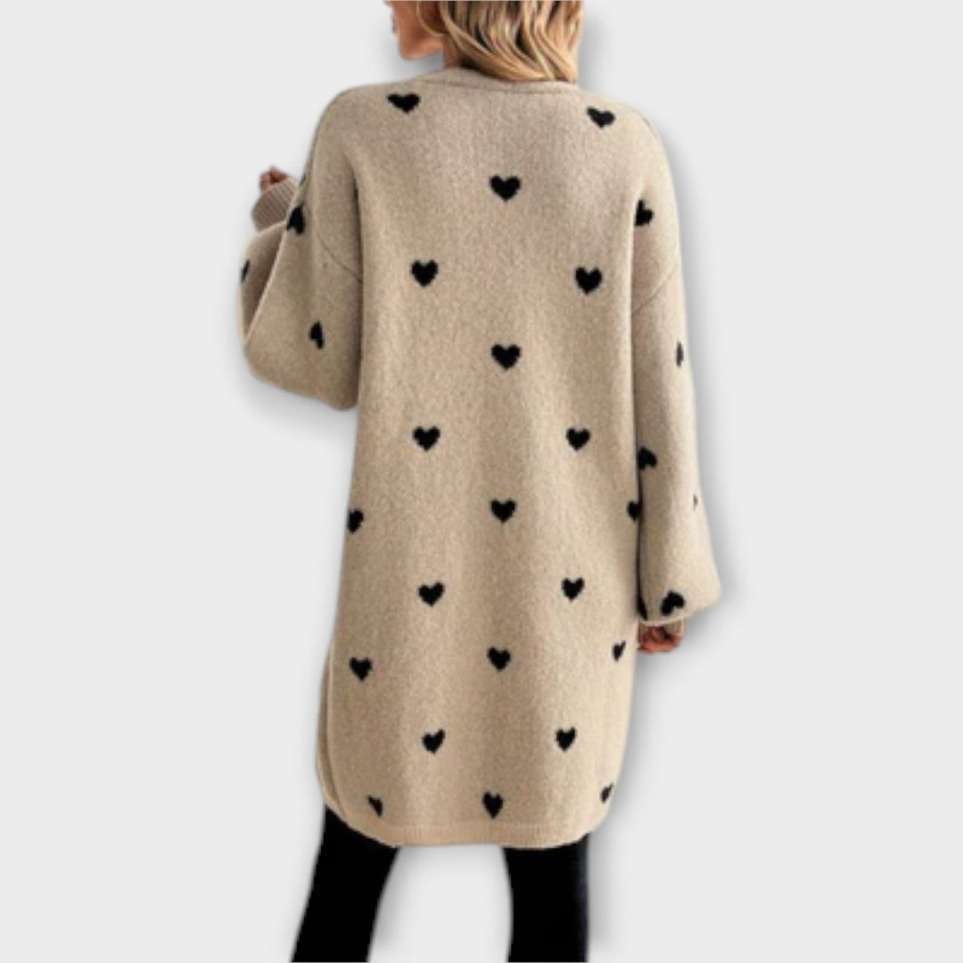 Julia - Cardigan med hjerteprint