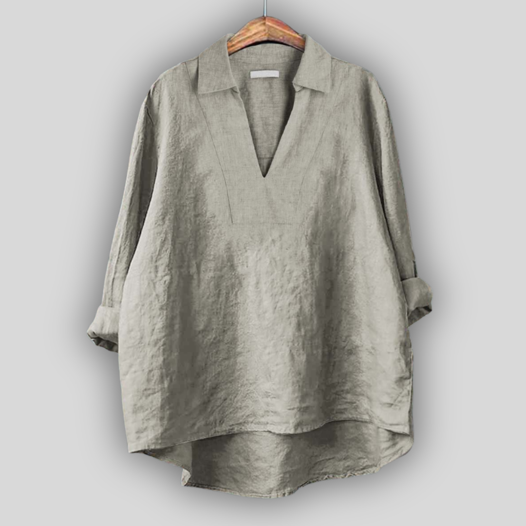 Linned Bluse Sølv Elegance