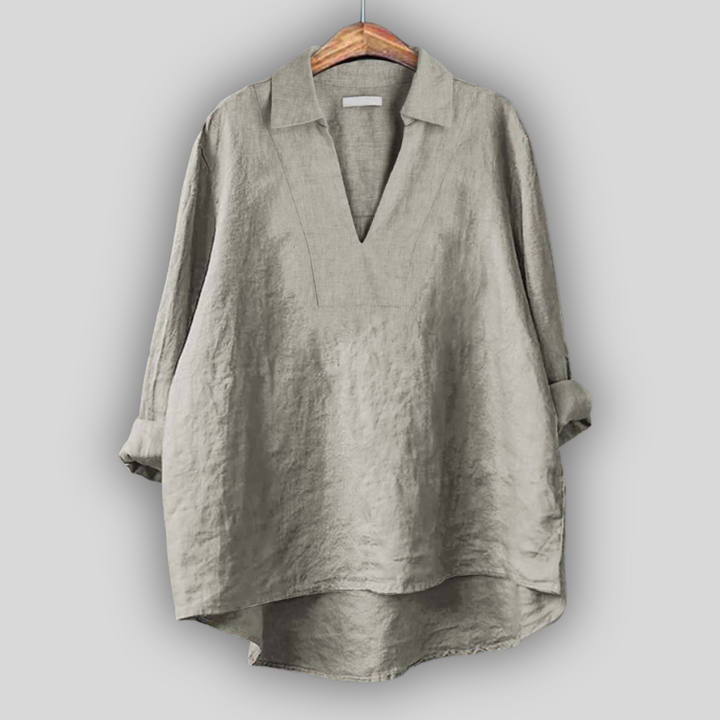 Linned Bluse Sølv Elegance