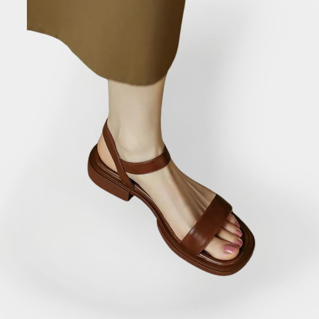 Læder Sandaler med Lav Hæl