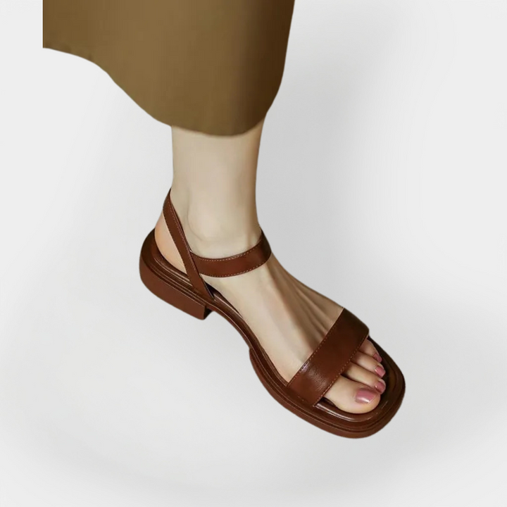 Læder Sandaler med Lav Hæl