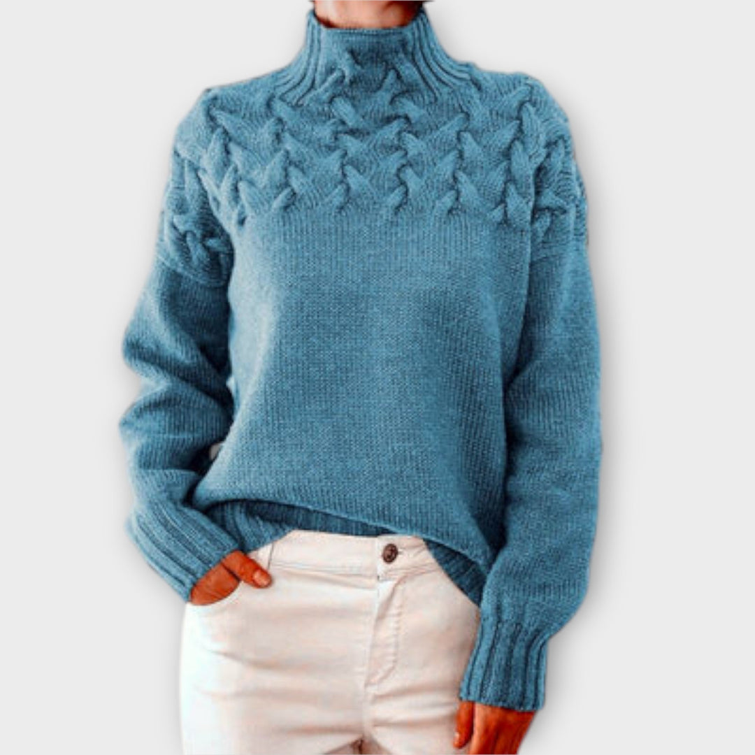Eva - Damen sweater med strikkedetalje