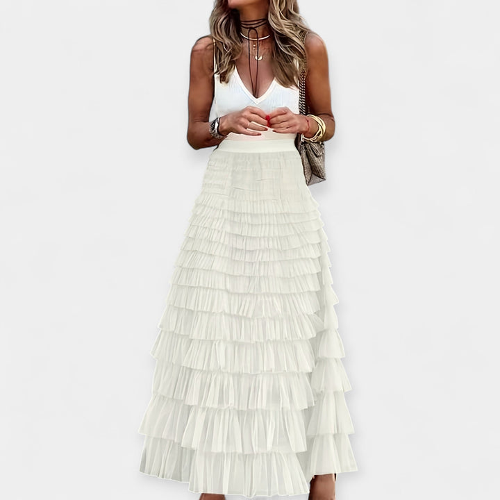 Boho Nederdel med Net Satin Kant