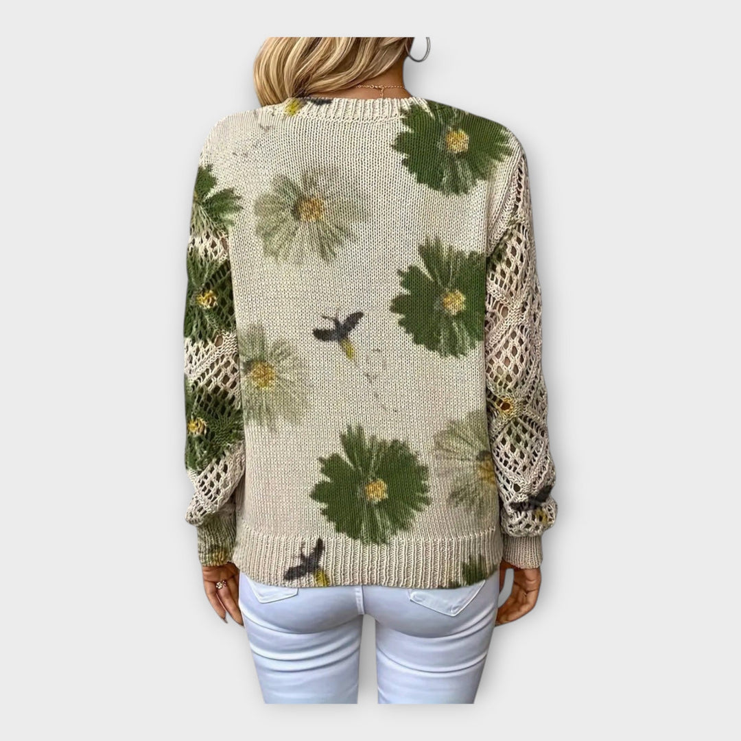 Strikket Bluse med Blonde Detaljer