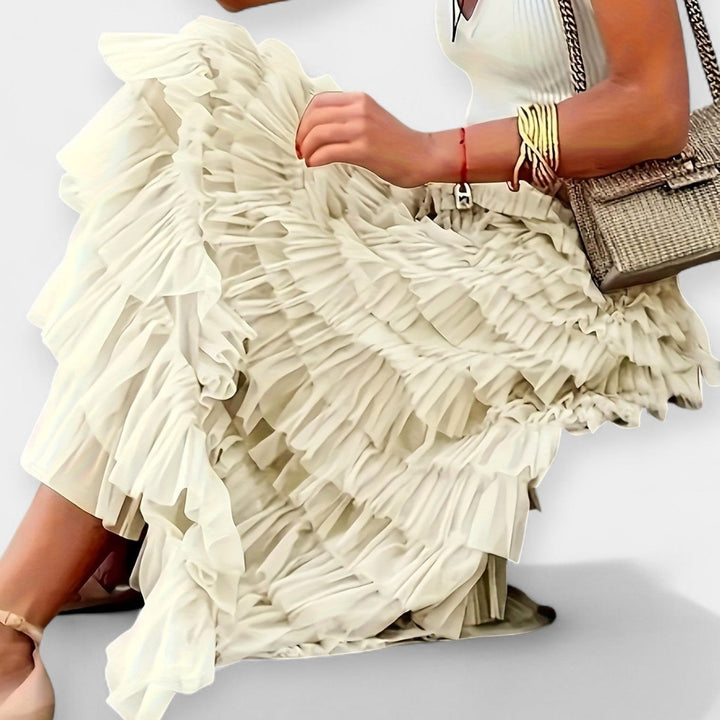 Boho Nederdel med Net Satin Kant