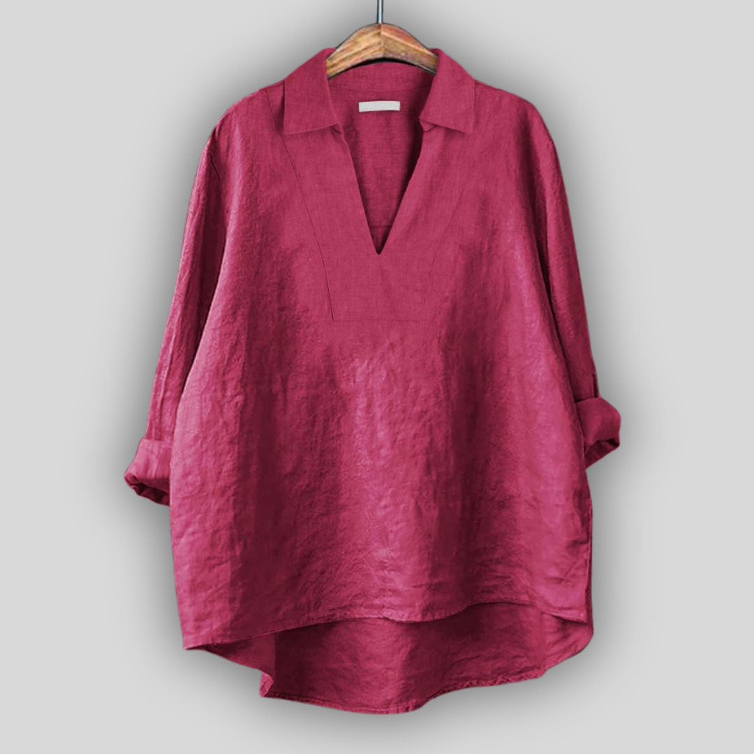 Linned Bluse Sølv Elegance