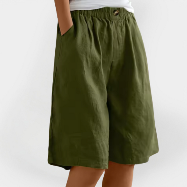 Linned Shorts med Lommer