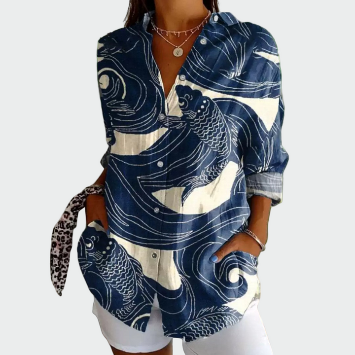 Stilfuld bluse med blomsterdesign