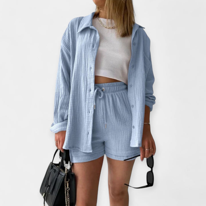 Tofarvet Sommer Sæt Top og Shorts