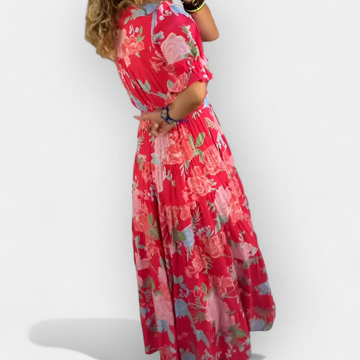 Let Floral Kjole med Lommer