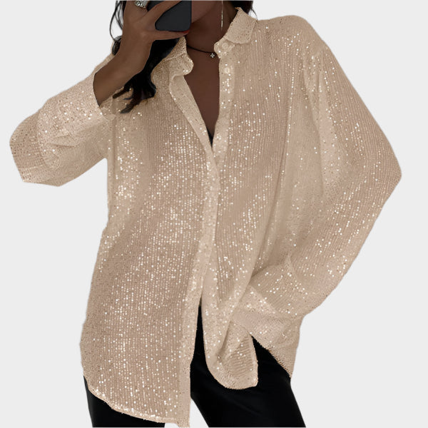 Glitrende bluse til fest