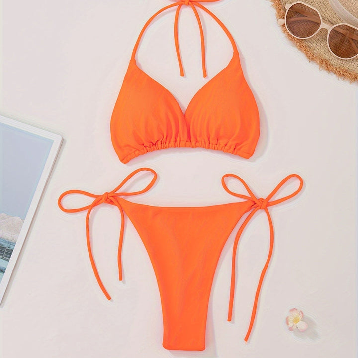 Bikini med Halterneck og V-Skæring