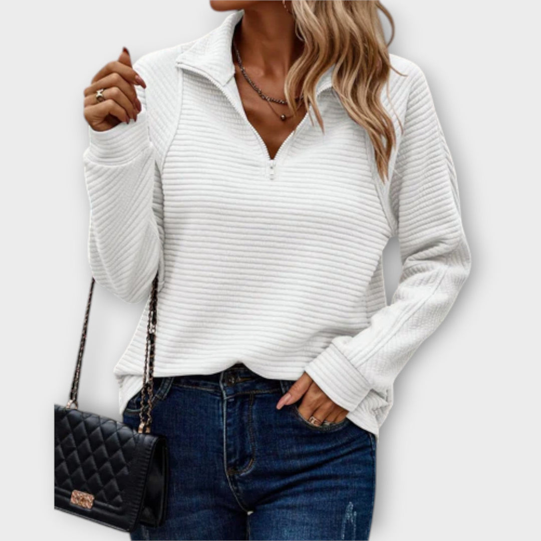 Vilja - Sweater med halv lynlås 