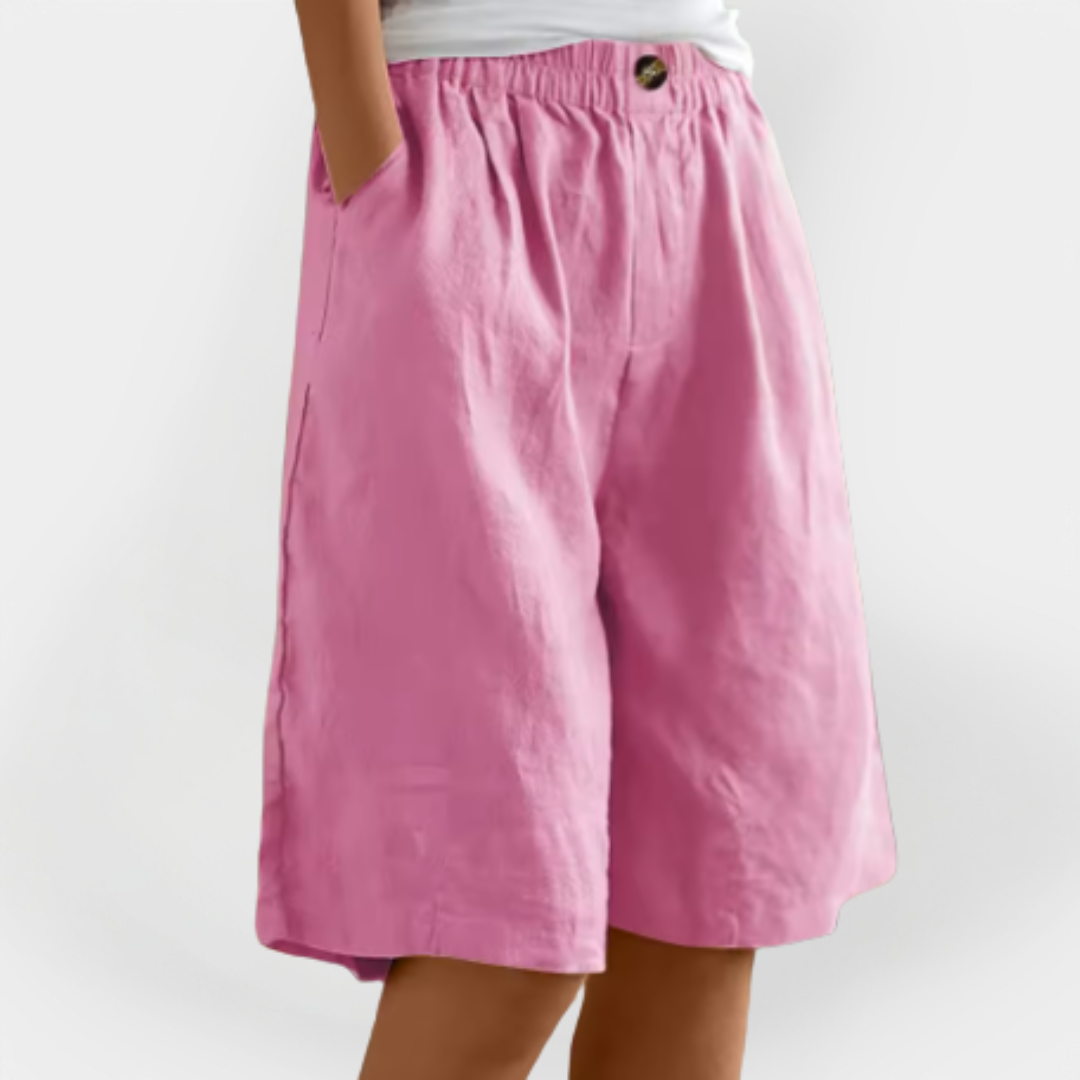 Linned Shorts med Lommer