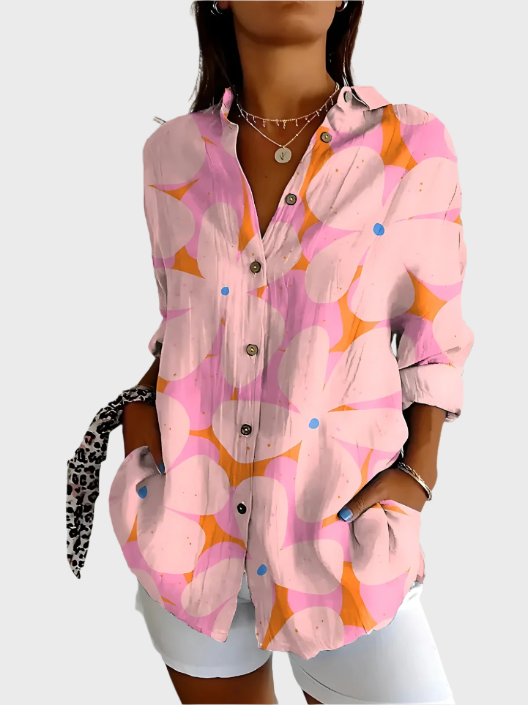 Bomuldsbluse med Blomsterdesign