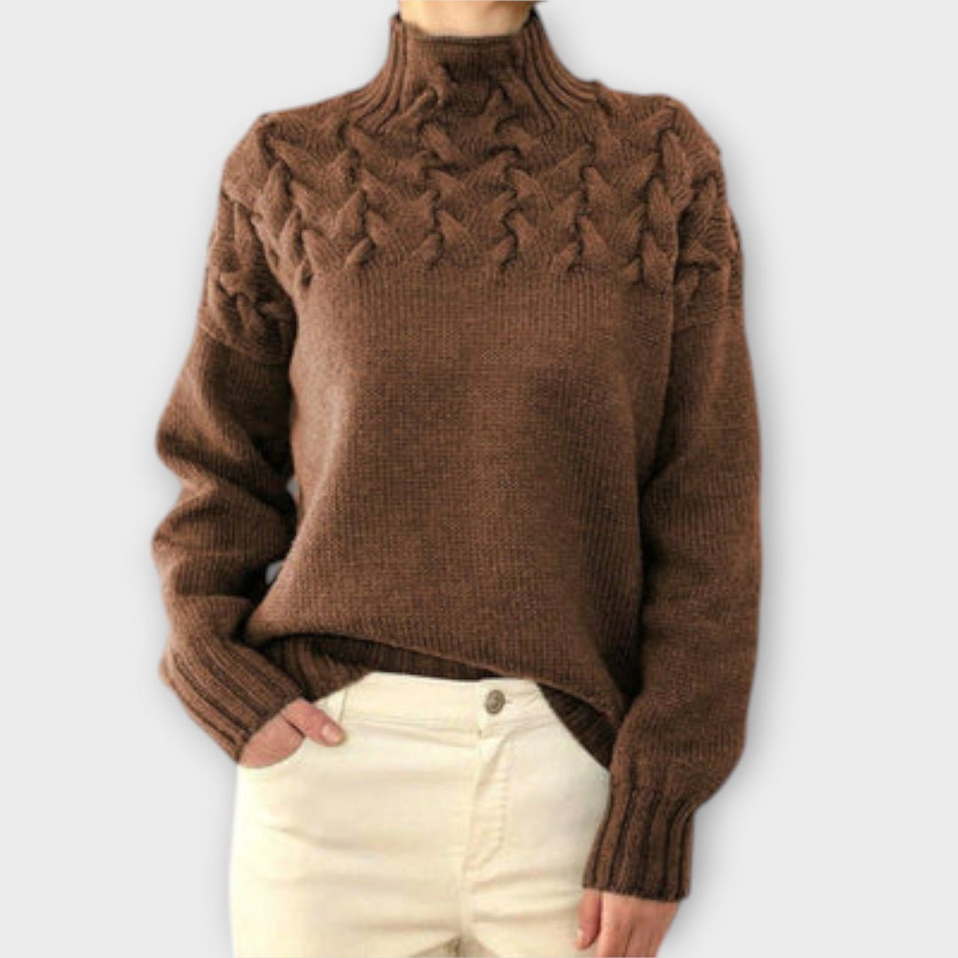 Eva - Damen sweater med strikkedetalje