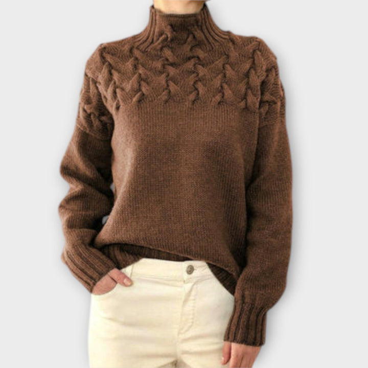 Eva - Damen sweater med strikkedetalje