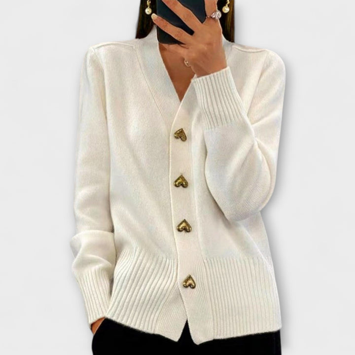 Marij – Kvindepullover med V-udskæring i vintage stil
