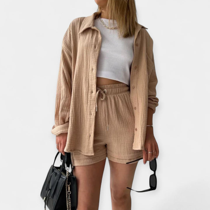 Tofarvet Sommer Sæt Top og Shorts