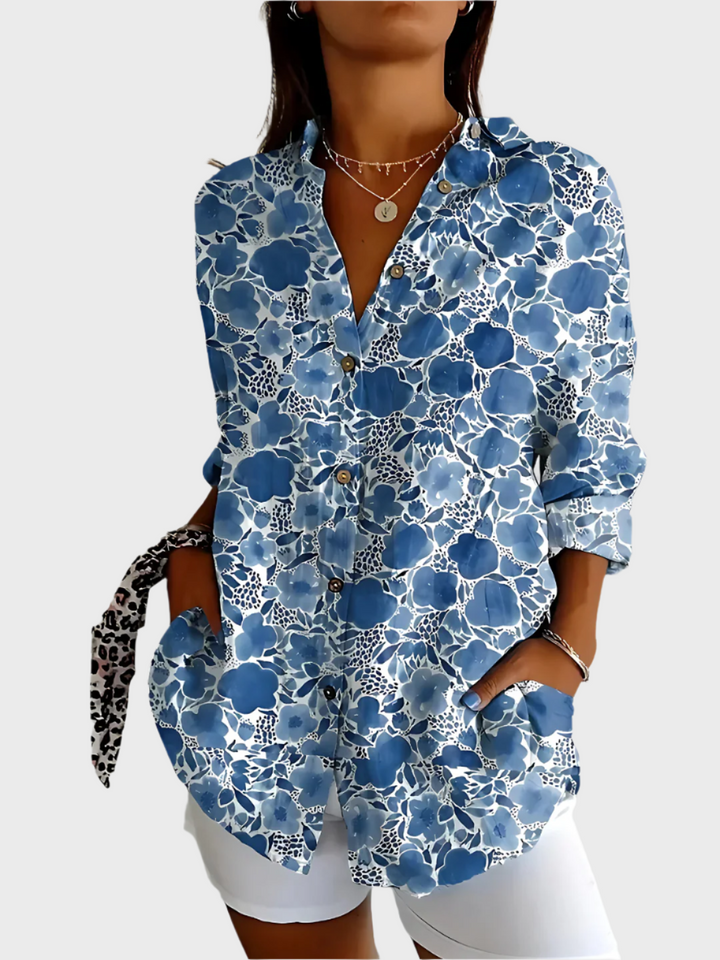 Bomuldsbluse med Blomsterdesign