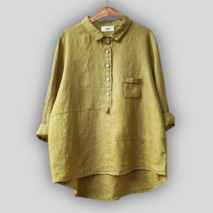 Linned Bluse Grøn Enkelhed