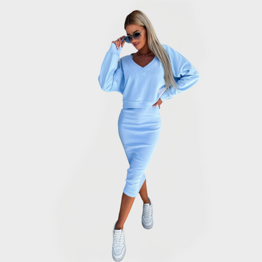Sommer Sæt med Sweatshirt og Kjole for Komfort og Stil