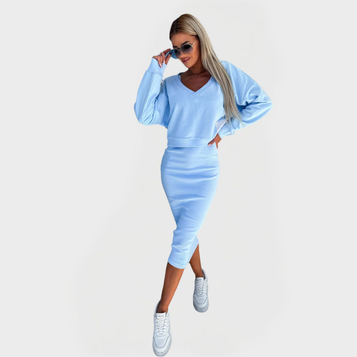 Sommer Sæt med Sweatshirt og Kjole for Komfort og Stil