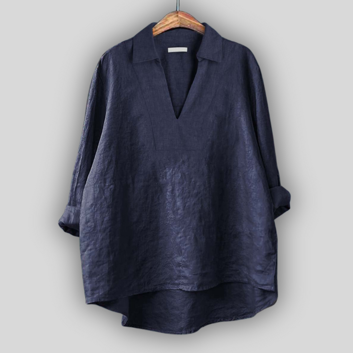 Linned Bluse Sølv Elegance