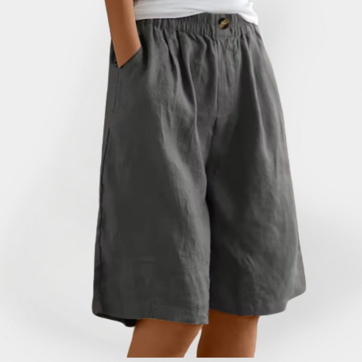 Linned Shorts med Lommer